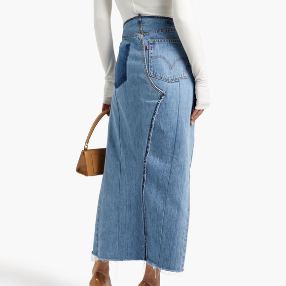 EB Denim Denim - Vintage EB Denim Robi frayed denim midi skirt sz 25 NWT $450